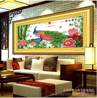 【新款品牌精準印花布客廳喜慶十字繡前程似錦孔雀版廠家熱門款批發2486】義烏市等邊電子商務商行 - 產品庫